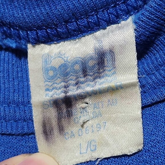 Vintage 60s Blue and White Cougars high school sports team crewneck sweater - Picture 10 of 11